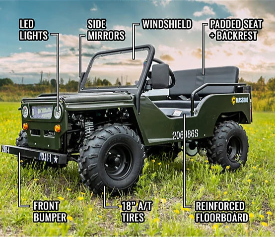 125cc Mini Jeep | Willys Edition | 3-Speed | Off Road | Gasoline Engine